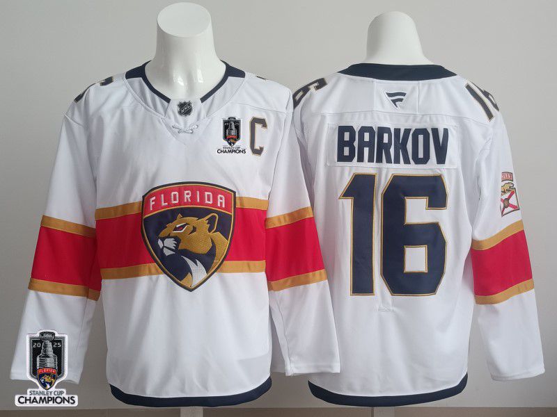 Men 2025 Florida Panthers #16 Barkov White Fanatics Home Premium NHL Jersey style 2
